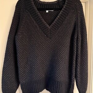 Veronica Beard Charcoal V-Neck Sweater - Perfect for a Holiday Party